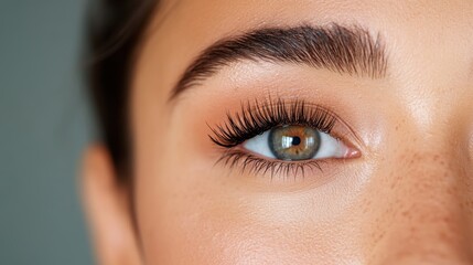 Stunning close-up of an enchanting woman showcasing elegant beauty features