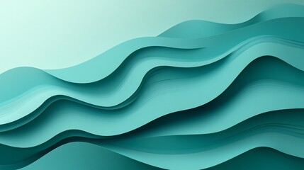 Fototapeta premium Abstract teal waves, flowing design, background texture
