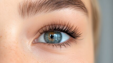 Obraz premium Elegant makeup look showcasing stunning long eyelashes and radiant beauty