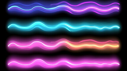 Neon Wave Lines Abstract Colorful Background Design