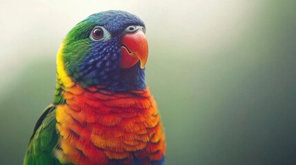 A rainbow lorikeet displays its brilliant feathers, perched in a lush environment during daylight hours, capturing the beauty of its surroundings