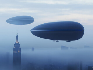 Obraz premium Historic City Tour via Large Dirigibles Carrying Tourists