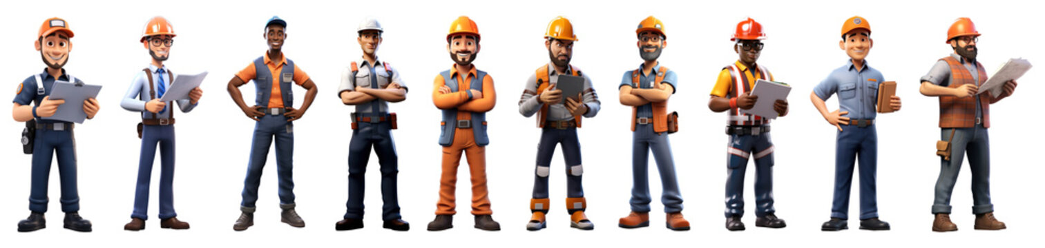 3D jobs character  png cut out element set, transparent background