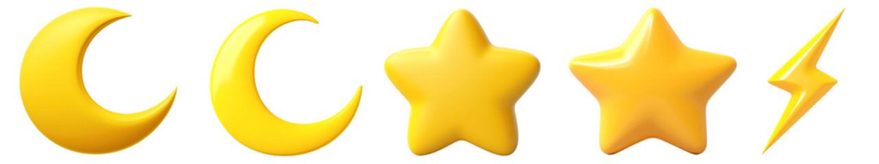 3D space png cut out element set, transparent background