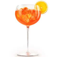 A crisp Aperol spritz, its bright orange color pop against a pure white backdrop, inviting a moment of refreshing indulgence.