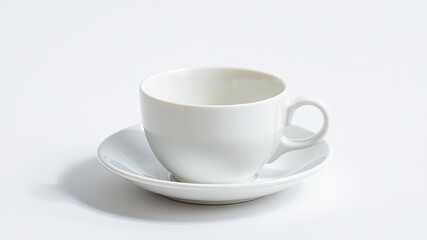 Obraz premium Empty White Coffee Cup and Saucer - High Resolution AI Art