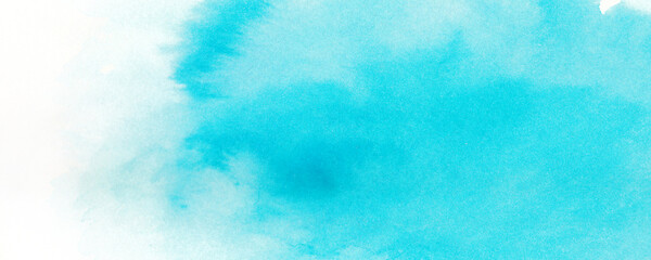 コピースペースのある爽やかな水色と青色の空をイメージした水彩背景　背景イラスト　テクスチャ素材