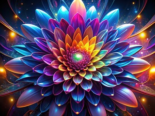 Obraz premium Glowing 3D Abstract Flower Bloom in Space - Digital Art