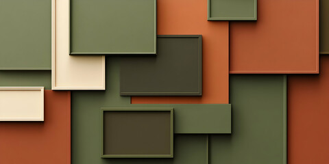 Abstract 3D Background Green Brown Beige Frames