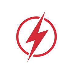 Red Lightning Bolt Icon, Vector.High Voltage Warning, Red Bolt.Electric Shock Hazard.Lightning Strike Symbol.Danger Icon, Red Zigzag Bolt.Red Energy Bolt, Isolated Graphic