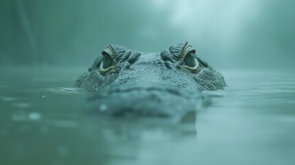 Obraz premium Mysterious Crocodile in Murky Water