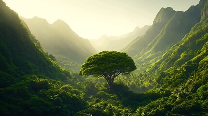 A large tree tower in the middle of a dense forest