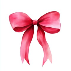 Watercolor Cupid s Bow  A whimsical watercolor bow with swirling pink and red accents Isolated on white background