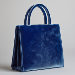 Minimalist Design: Ultramarine Velvet Textured Bag on a White Background