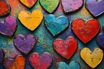 Obraz premium Colorful Heart Shaped Art Painted On A Canvas