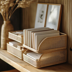 Rattan Organizer for Streamlined Web Store Photography and Efficient Storage