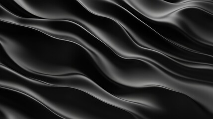 Obraz premium Abstract black silk fabric waves. Ideal for elegant designs, luxury branding, and dark mood backgrounds.