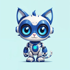 Fototapeta premium Blue Ai Robot Cat