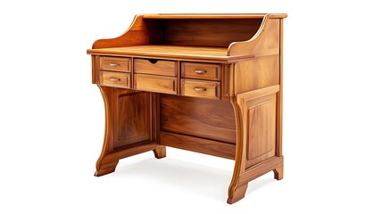 A wooden desk with a drawer and a shelf