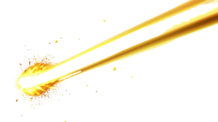 Bright glowing meteor light ray transparent background