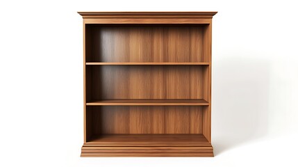 A wooden bookcase with three shelves