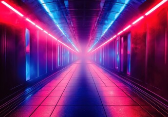 Neon Tunnel Cyberpunk Synthwave Futuristic Corridor Background