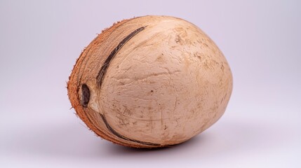 Single Dehydrated Coconut  Isolated  Brown  White Background  Tropical Fruit  Food Photogr