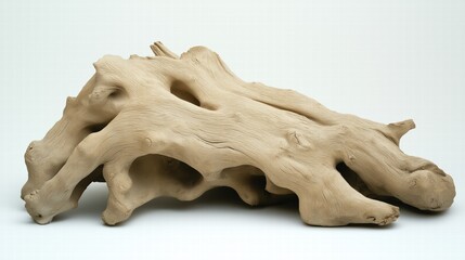 Unique Driftwood Sculpture on White Background