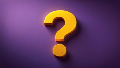 A vibrant yellow question mark symbol against a textured purple background, representing inquiry and curiosity.