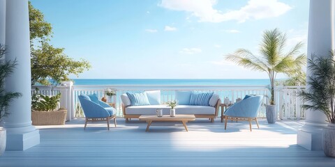 Fototapeta premium A beautiful terrace with ocean views.