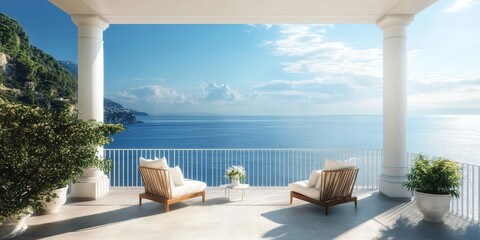 Fototapeta premium A beautiful terrace with ocean views.