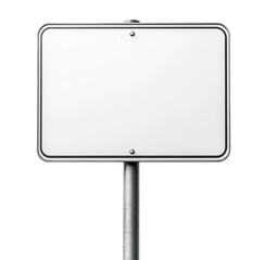 Minimalist blank white square traffic sign on a pole with rounded corners and thin black borders