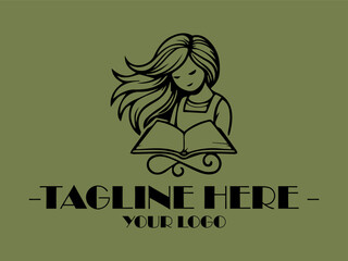 Suitable for book cover designs, educational content, Girl reading book and website banners. Captures focus, curiosity, and natural beauty with dynamic movement and background illustration vector