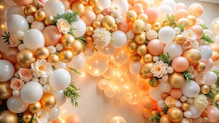 Peach and Ivory Balloon Garland Wedding Decor - AI Photo