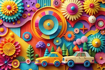 Fototapeta premium Retro Paper Art Backgrounds - Colorful Abstract Design