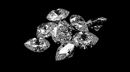Sparkling marquise-cut diamonds on black background.