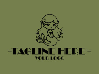 Crowned mermaid with flowing hair in a playful pose. Suitable for fantasy book covers, greeting cards, and mermaid themed designs, illustration vector