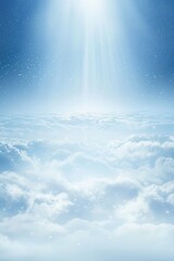 Heavenly Cloudscape with Divine Light and Sparkling Stars Evokes Serenity and Peace