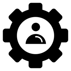  Icon customer management in black color and glyph style