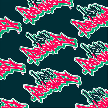 Pattern Graffiti Tag Backgrounds with Green Deep  