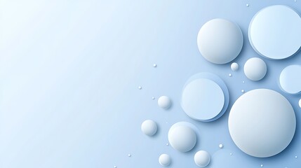 Abstract Blue Background with White Spheres and Circles
