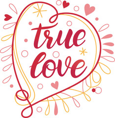 Fototapeta premium 'True Love' editable text effect vector art 