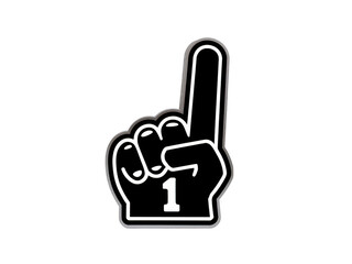 foam finger illustration, symbolizing support and enthusiasm, features raised index finger with number one. Perfect for sports events and celebrations