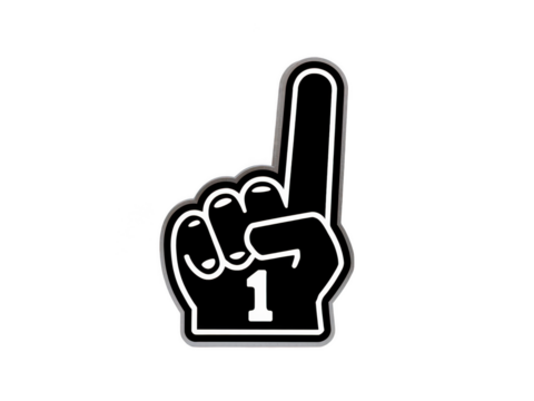 foam finger illustration, symbolizing support and enthusiasm, features raised index finger with number one. Perfect for sports events and celebrations