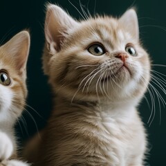 Fototapeta premium Adorable British Shorthair Kittens Cute Pets Fluffy Cats Paws Whiskers Closeup