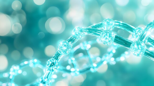 glowing aqua dna strand, science background - abstract backgrounds