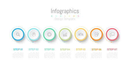 Infographic 7 options design elements for your business data. Vector Illustration.