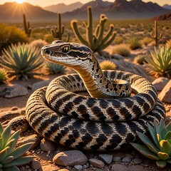 Fototapeta premium A rattlesnake in the desert