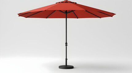Red patio umbrella, outdoor shade, white background, summer design, furniture catalog.