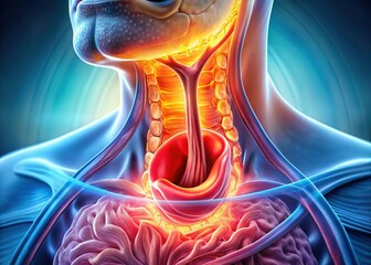 Medical Illustration: Achalasia of the Esophagus - Lower Esophageal Sphincter Dysfunction